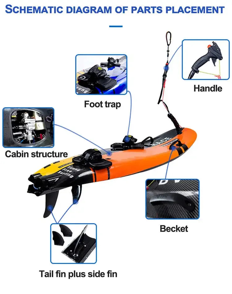 Waterplay Surfing Jet Surf Board Powered Petrol Gas Motorized Surfboard for Sale
