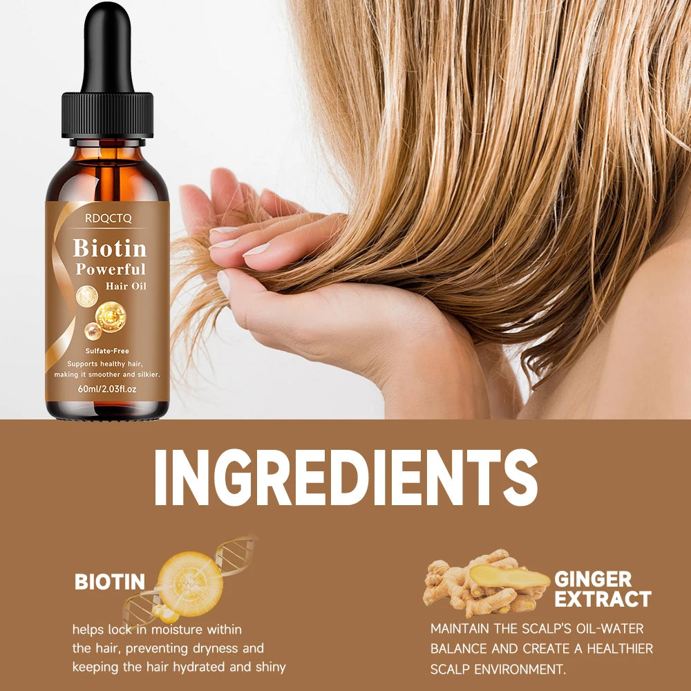Biotin Hair Care Oil for Dry Hair - Nourishing Treatment for Women with Smooth Silky Shiny Results - Natural Hair Care Essential