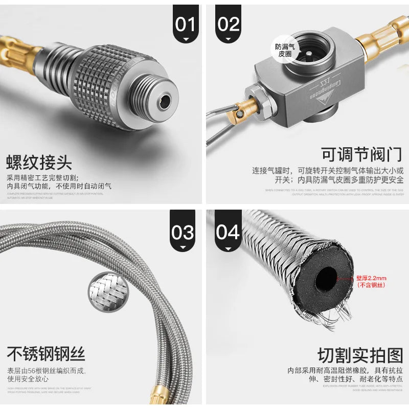 Gas Tank Extension Pipe With Valve Campingmoon Z21 20/25/60/75cm Camping Gas Tank Accessories Connect Pipe