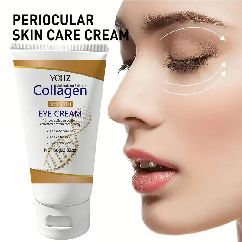 Collagen Eye Cream, Rich in Collagen and Hyaluronic Acid, Deeply Moisturizes the Skin Around the Eyes, Hydrates and Firms the Skin, Making It Smooth, Bright, and Elastic 80g
