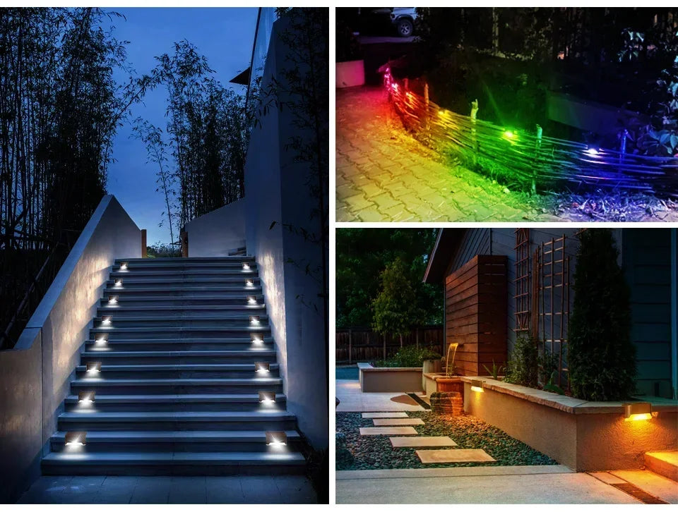 Outdoor Solar Stair Lights LED Waterproof for Garden Yard Railing Fence Lights Enhances Night Safety and Atmosphere