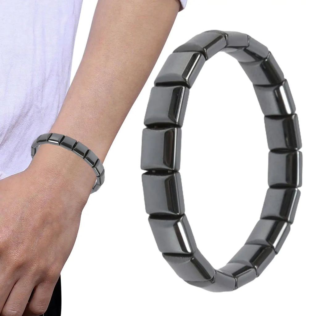 Hematite Bracelet for Men Black Adjustable Stylish Natural Stone Square Bracelet for Dad Husband Boyfriend Birthday Valentine