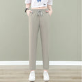 New Women'S Fashion Loose Summer Thin Ice Silk Pants Mom'S Casual High Waist Comfortable Versatile Sports 9-Point Trousers