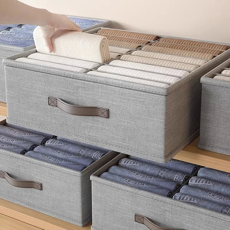 10/16/24 Grids Wardrobe Clothes Storage Organizer With PP Board Cabinet Foldable Drawer Sweater T-Shirt Jeans Storage Boxs