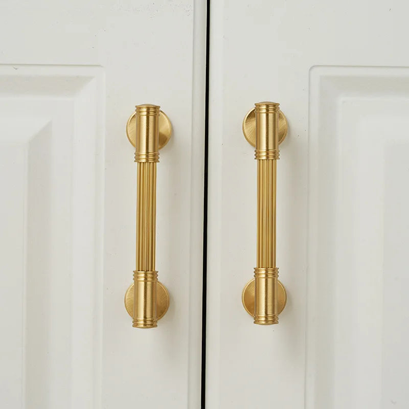 KEDLO French modern light luxury solid brass gold stripe long handle kitchen cabinet Pull handle drawer T handle