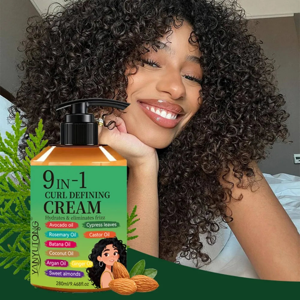 280ml Curly Hair Styling Cream, Moisturizing and Smoothing Formula, Enhances the Elasticity and Shine of Curly Hair, Easy to Set