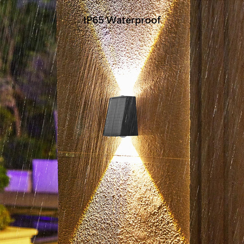 2LEDs Solar Outdoor Wall Lamp,Waterproof Atmosphere Lighting,Decorative Light for Garden Yard Porch Balcony Walkway Camping Deco
