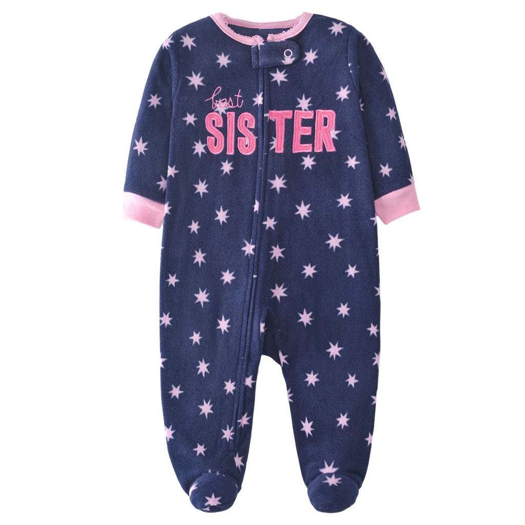Newborn Baby Boy Girl Rompers Clothes Autumn Pajamas Zipper Fleece Infants  Baby Outfit Cartoon Jumpsuit Clothing 3-12 Months
