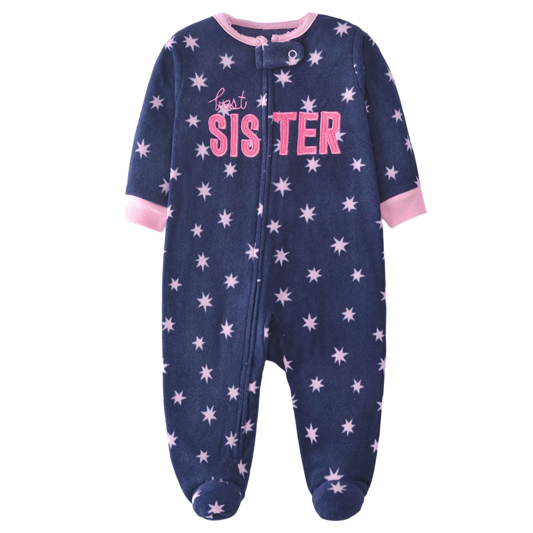 Newborn Baby Boy Girl Rompers Clothes Autumn Pajamas Zipper Fleece Infants  Baby Outfit Cartoon Jumpsuit Clothing 3-12 Months