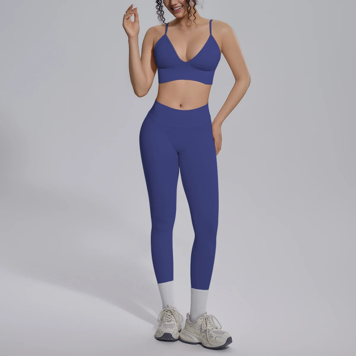 2PCS Woman Yoga Set Shockproof Workout Top Sexy Yoga Bra with Chest Pad High Stretch Seamless Fitness Pants Gym Yoga Set