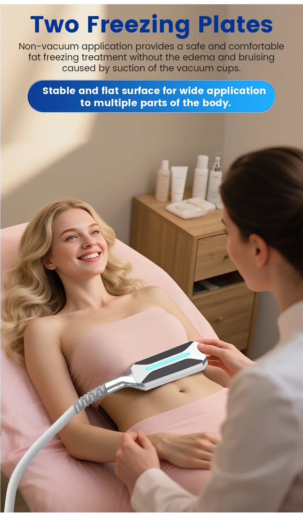 Professional Cryoskin Slimming Machine 2 Round Heads 2 Freezing Plates Skin Tightening Cellulite Removal Device