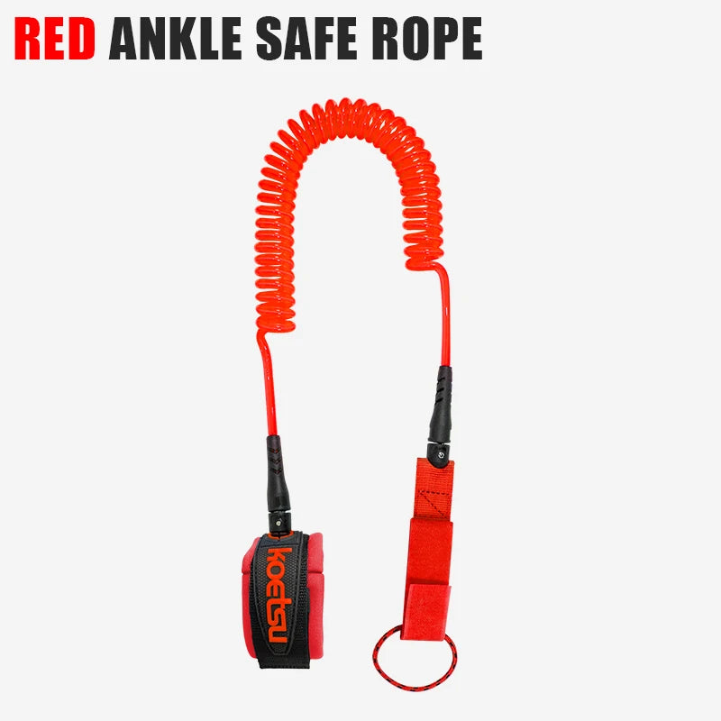 KOETSU Colorful Surfboard Accessories Foot Rope Safety Leash 7mm Adjustable TPU Material Rope for Stand Up Paddle Board
