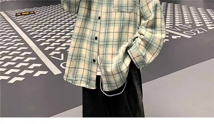 Men's Plaid Long Sleeve Shirt Loose Fit Thin Style Autumn Spring Casual Wear Sun Protection Outerwear Classic Check Pattern