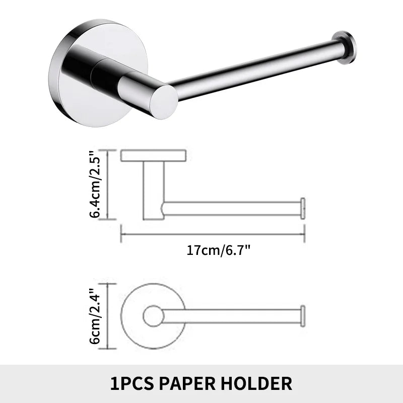 Bathroom Accessories Towel Rack Shelf Paper Holder Stainless Steel Toilet Brush Holder Hand Towel Ring Robe Hook Hanger Chrome