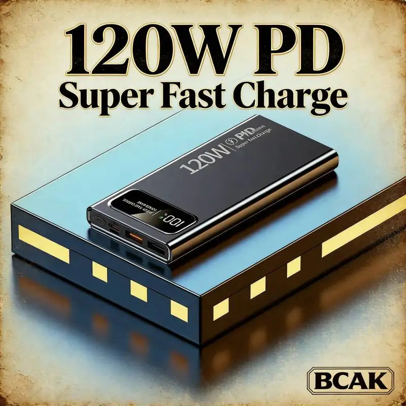 BCAK New 120W Super Fast Charging Power Bank | 20000mAh Large Capacity Portable Mobile Power Supply