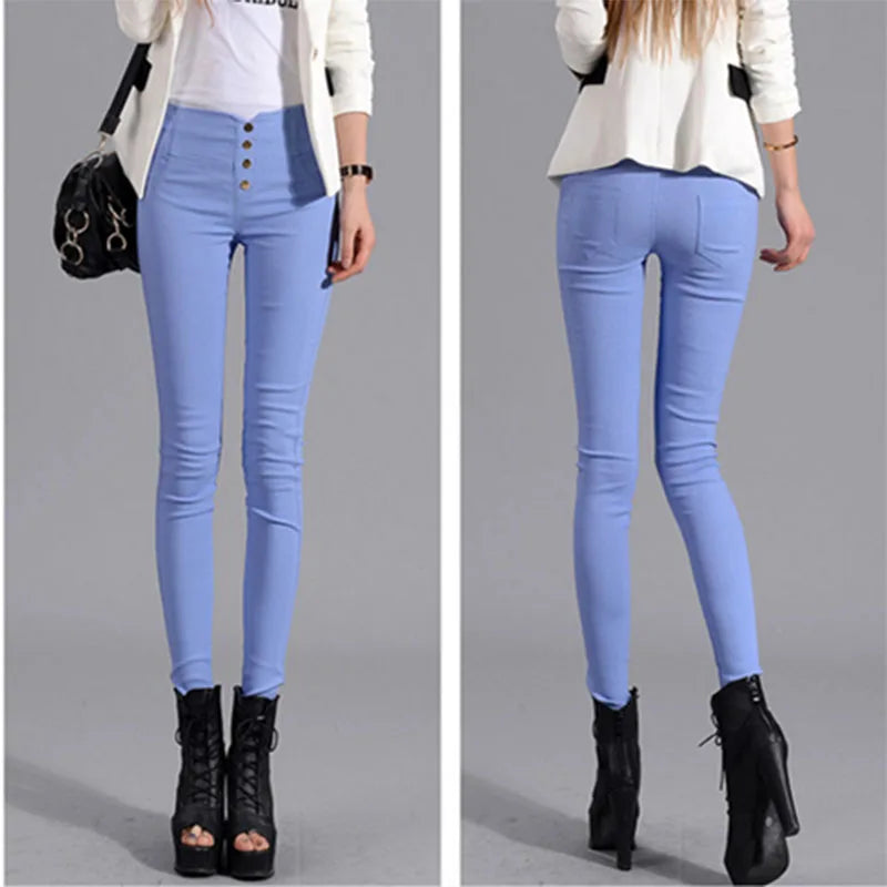 Streetwear Fashion Women Skinny Pencil Pants Spring Autumn New Elastic High Waist Korean Clothing Solid Thin Casual Trousers 5XL