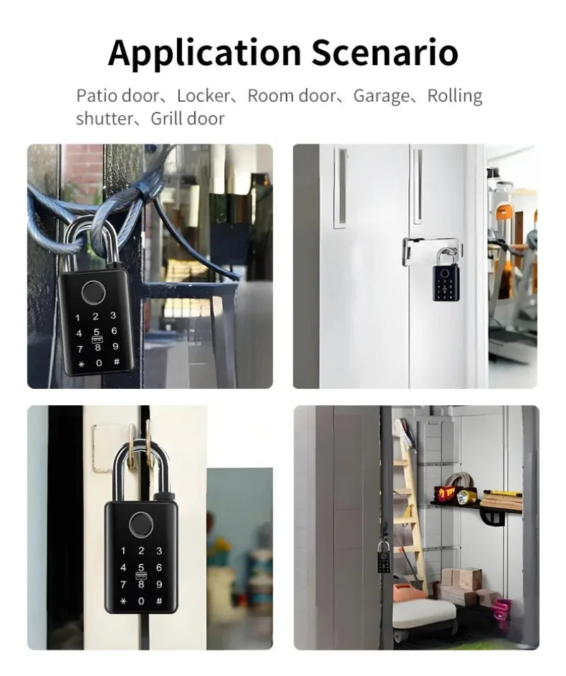 Tuya Smart Door Lock Fingerprint Padlock Password APP Card Key Unlock 7mm 10mm Smart Padlock Waterproof Electronic Lock