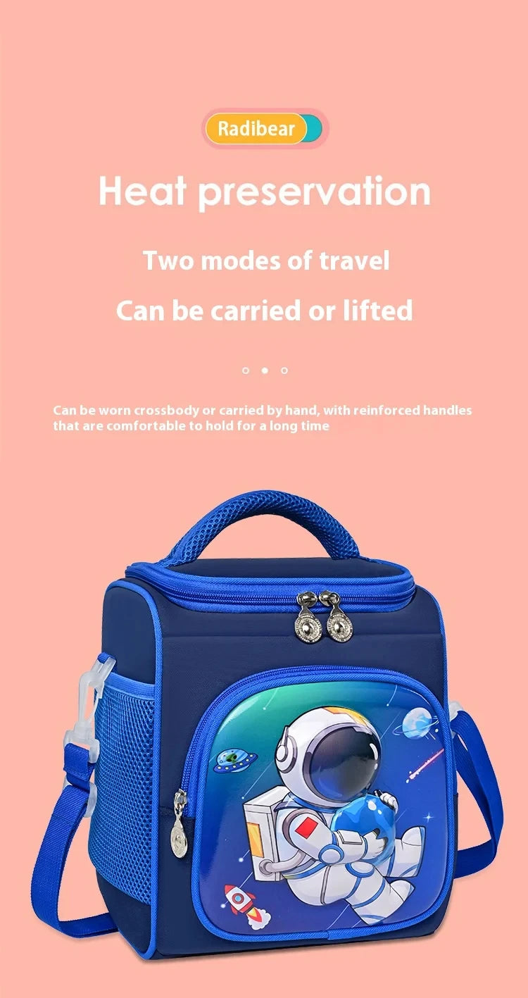 Lunch Bag for Boys Girl Cute Insulated Lunch Box Portable Meal Cooler with Adjustable Shoulder Strap for School Beach Picnic