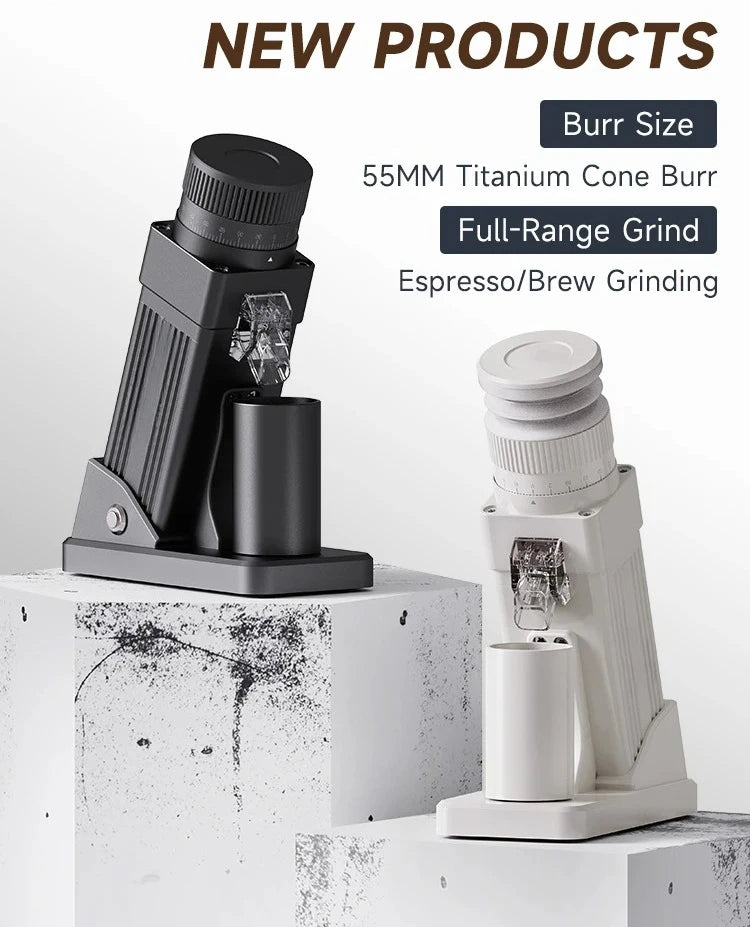 E55Pro Electric Coffee Grinder 55MM Titanium Cone Burr Stepless Adjustment Espresso Brew Coffee Bean Grinder Black