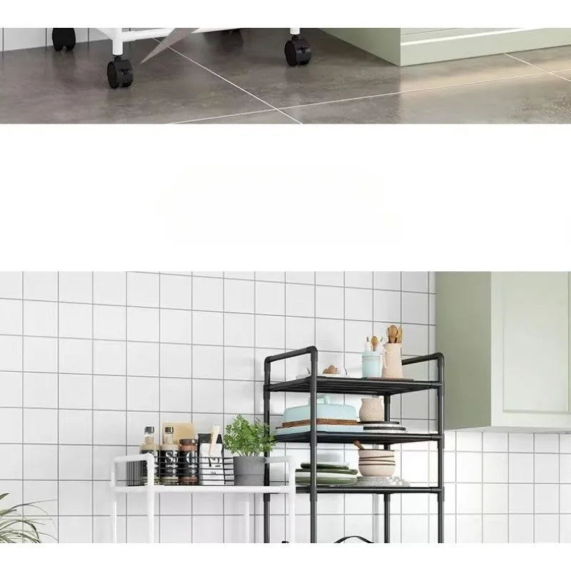 Kitchen storage cart for shelves - multi-level floor-standing household storage unit - bathroom shelf organizer