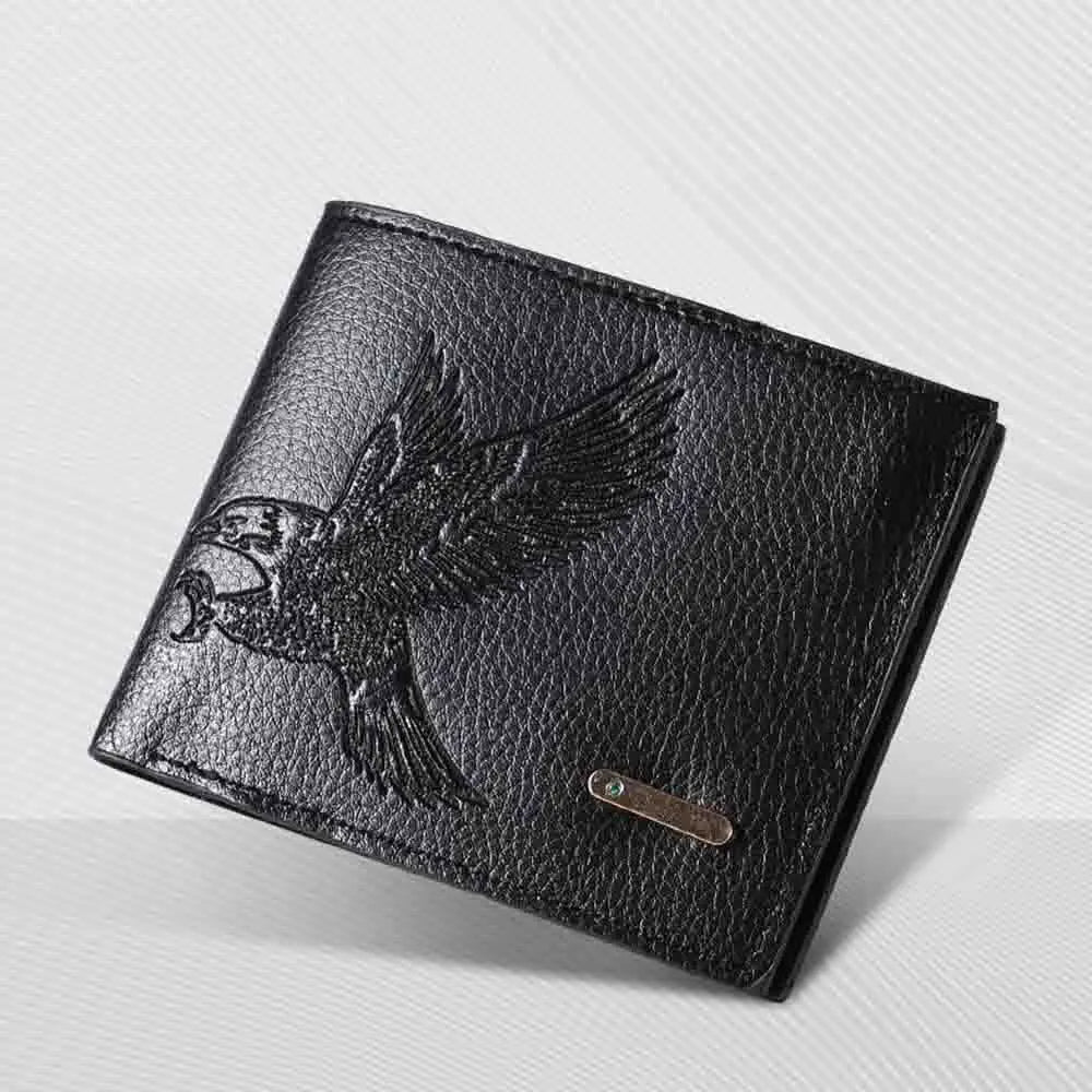 Soft Leather Coin Purse High-Value Eagle Pattern Wallet Short Men'S Wallet Pu Pu Wallet For Students Youth Gifts
