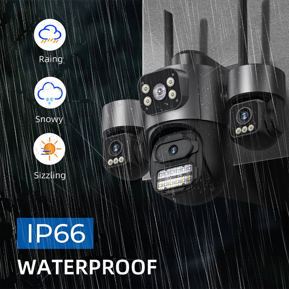Icsee 3 Lens 3 Screen WIFI Security Camera Outdoor PTZ PIR Human Detection Auto Tracking Night Vision Surveillance CCTV