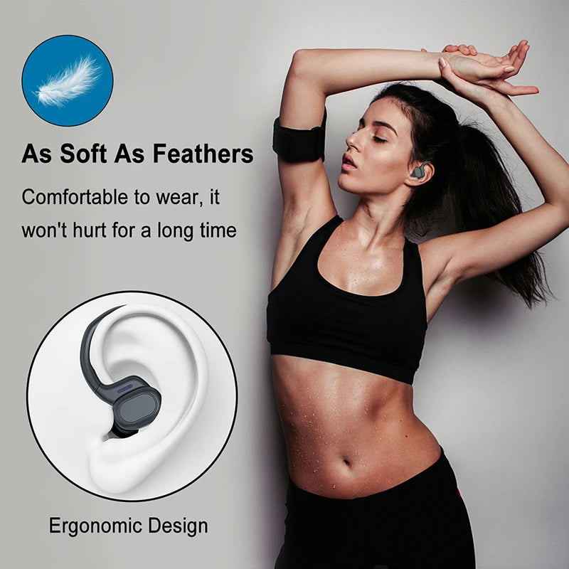 Wireless Bluetooth Headphones Bone Conduction Noise Reduction HiFI Stereo Effects Waterproofing Headset with Mic for Run Walk