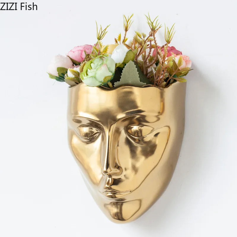 Silent Cheeks Ceramic Vase Creative Wall-mounted Plant Pots Table Decoration Flower Arrangement Floral Vase Room Aesthetic Decor