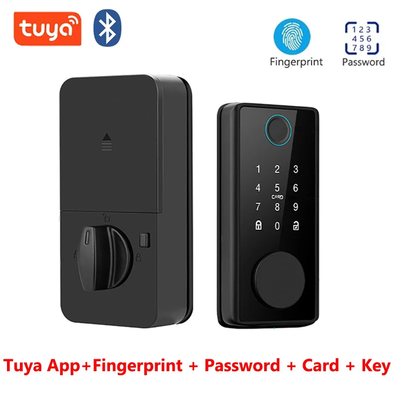 Tuya WiFi Smart Door Lock Keyless Entry Fingerprint Electronic Digital Lock TTlock App/Password/IC Card Unlock For Wooden Door