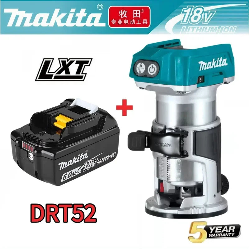 New Makita DRT52 Cordless Compact Router for Precision Multi-Tasking Edge & Slotting 18V LXT
