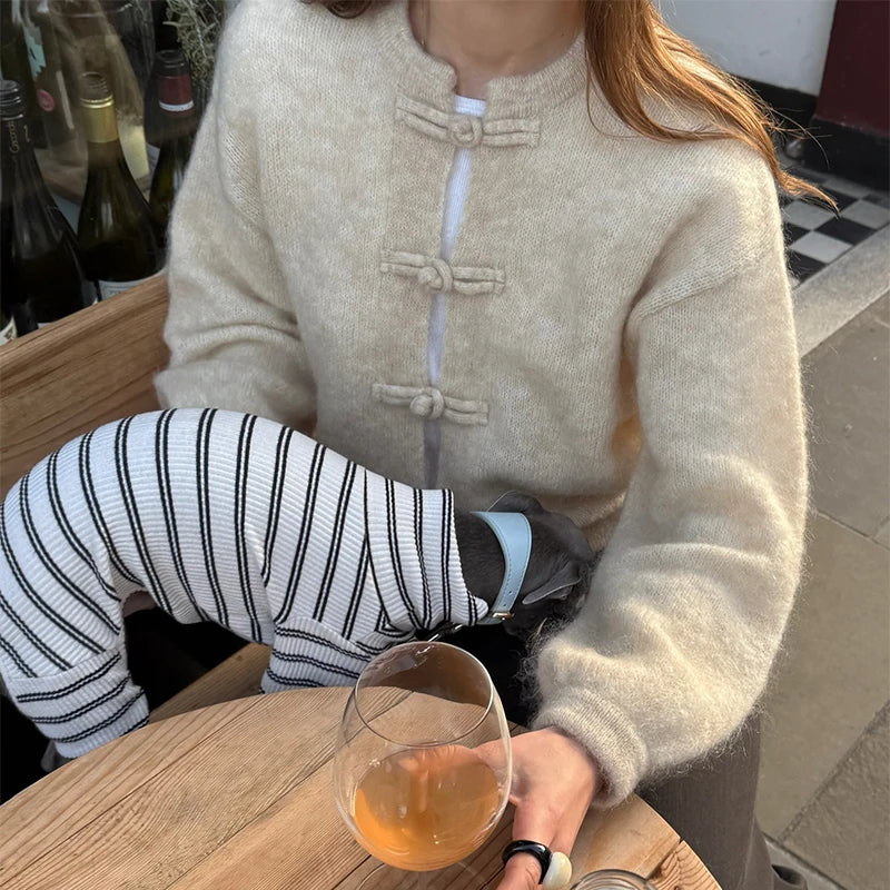 Casual Knitted Solid Cardigan Women Elegant Full Sleeve Single Breasted Sweater Female 2026 Autumn All-match Sweaters Lady