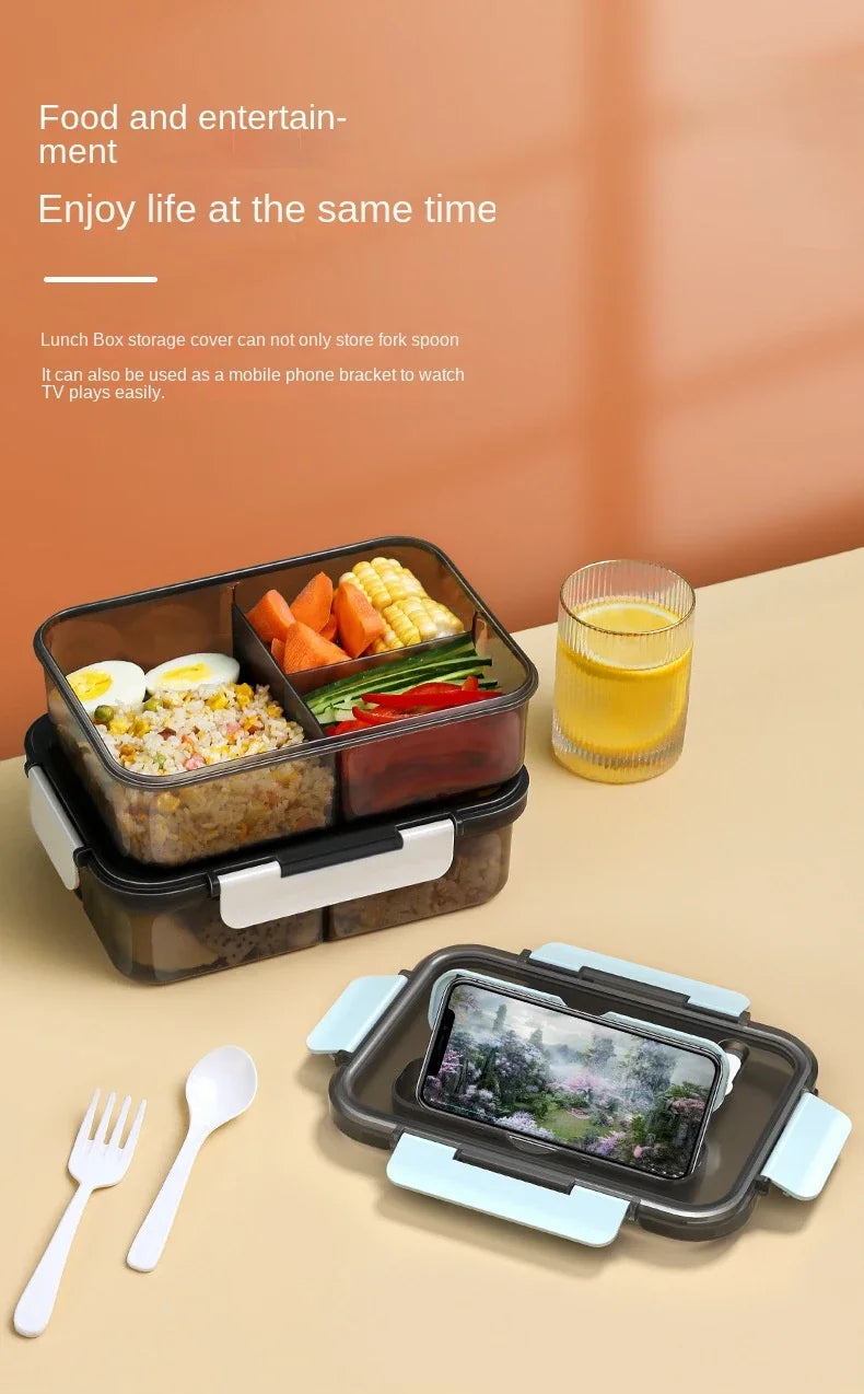 Transparent Lunch Box for Kids Food Storage Container with Lids Leak-Proof Microwave Food Warmer Snacks Bento Box Japanese Style