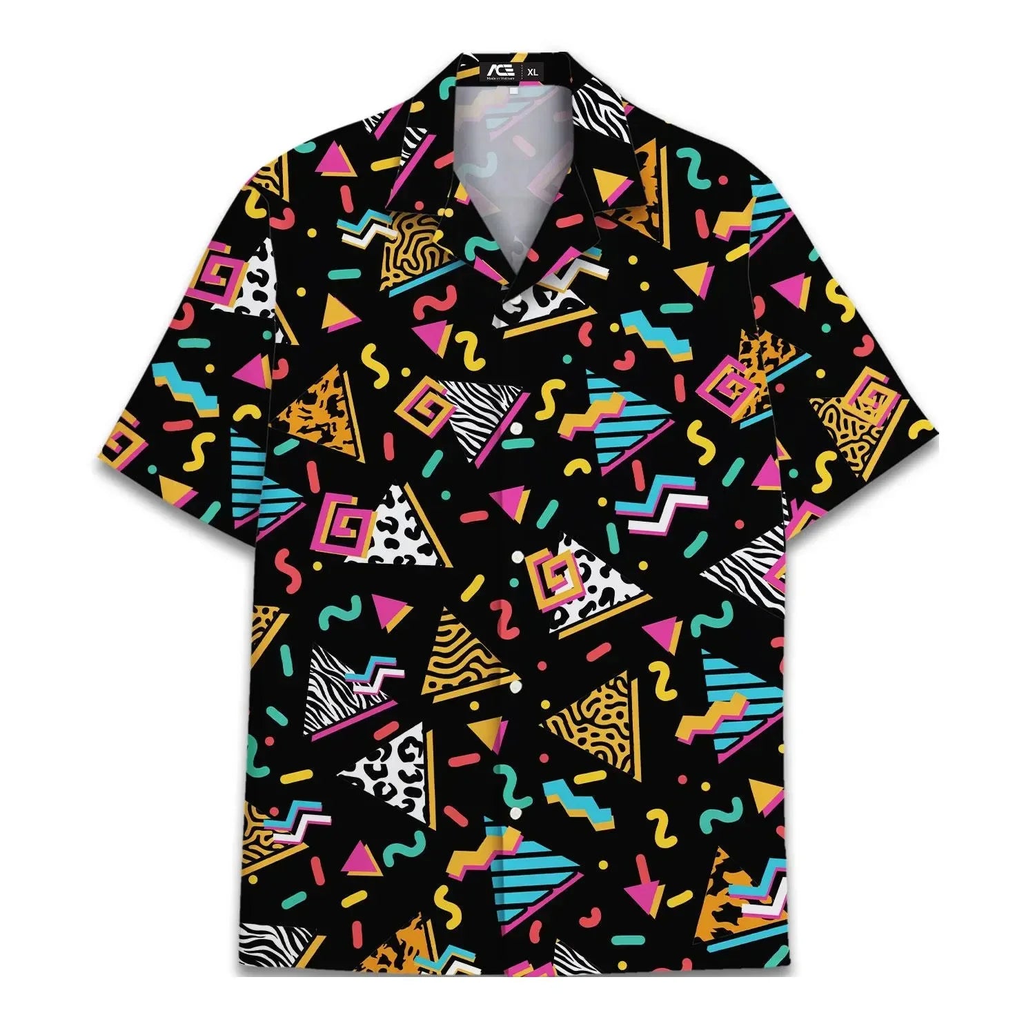 Retro 80s Pop Art Hawaiian Shirt 2026x Neon Cassette Skateboard Headphone Shirt, Vintage 90s Party Button-Up Summer Unisex Shirt