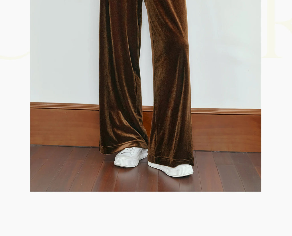 OLrain Velvet Drawstring Baggy Sweatpant Woman 2026 Autumn Casual Retro High Waist Wide Leg Long Pants Women Trousers M56QK85138
