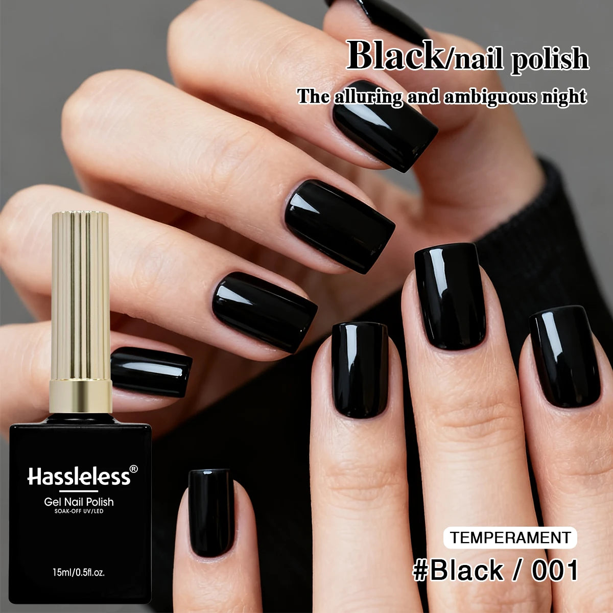 Two 15ml Bottles of White and Black Gel Nail Polish, Glass Bottles, UV/LED Removable Gel Nail Polish, Suitable for DIY Nail Salo