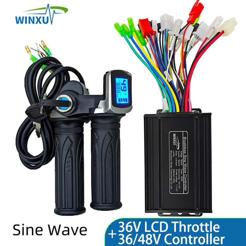 36V 48V 350W 18A E-Scooter Brushless Motor Sine Wave Controller LCD Speed Display Throttle for Electric Bicycle Scooter Tricycle