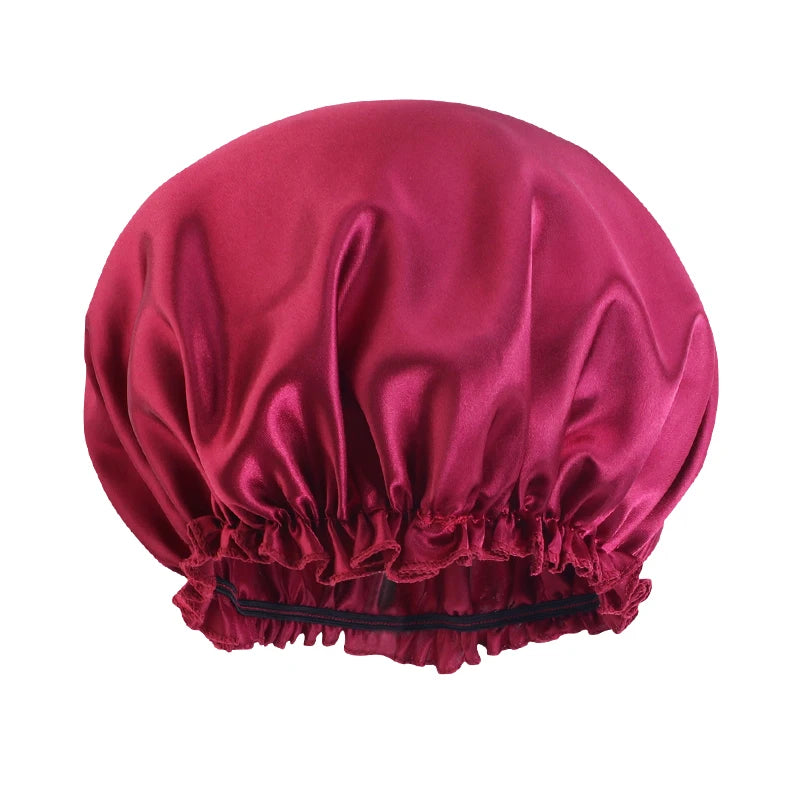 Solid Color Night Sleep Cap Women Elastic Satin Night Sleeping Hat Hair Care Bonnet Nightcap Makeup Head Wrap Cover Shower Cap