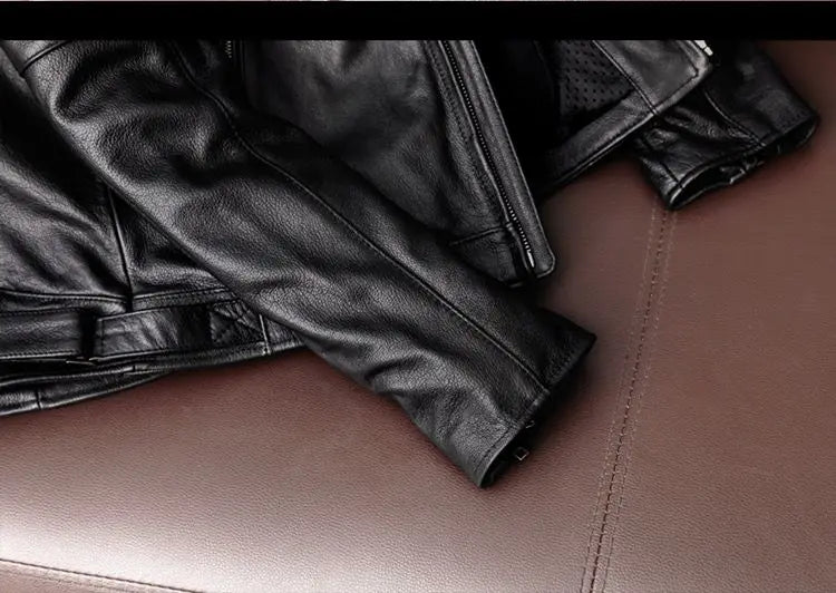 Genuine Leather Jacket Men 100% Cowhide Jacket Man Stand Collar Motorcycle Clothes Spring Autumn Winter 2024 New Leather Coat