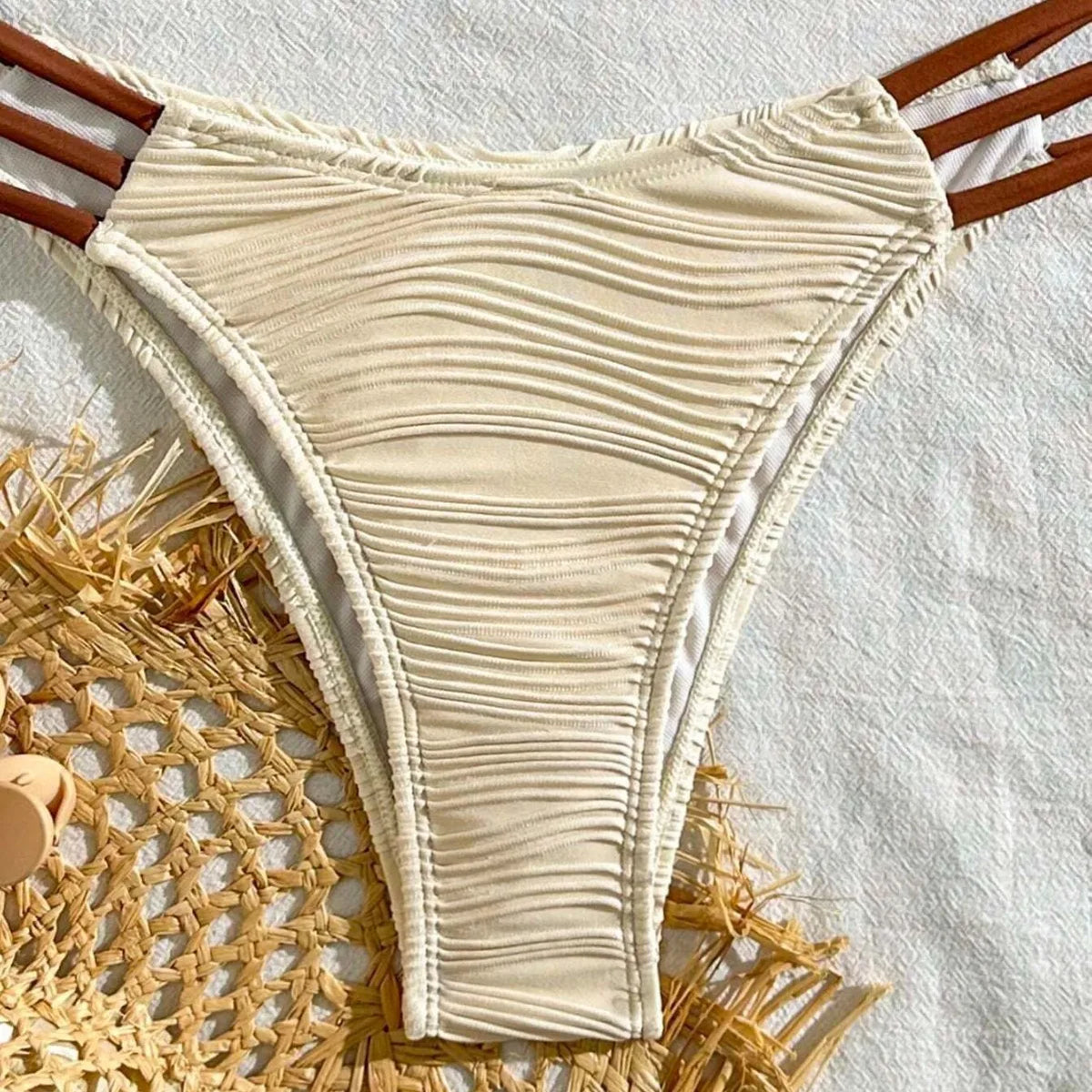 Women Color Block Bikini Set Swimsuit Metal Ring Front 2 Piece Bathing Suit Strappy High Cut Swimwear for Beach Pool Holiday