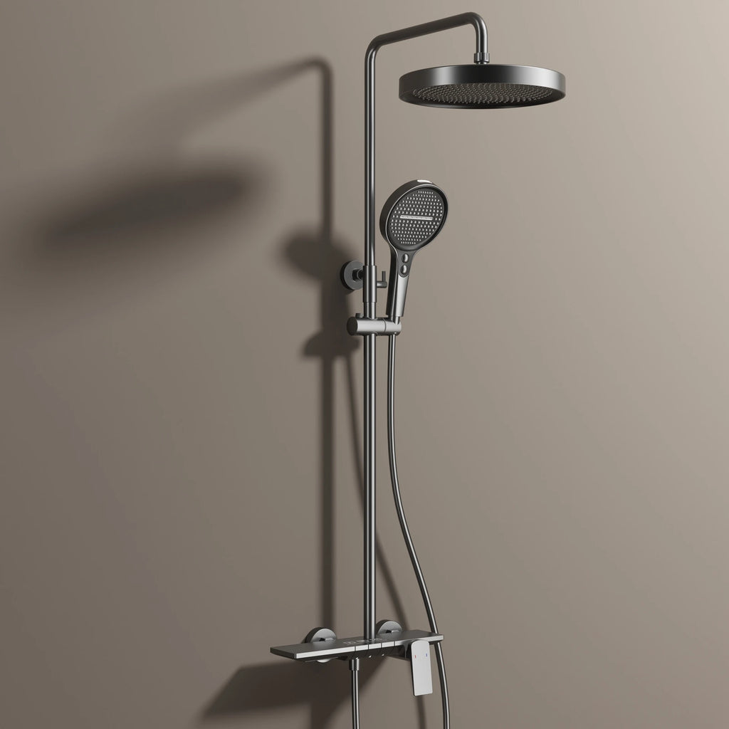 Rose Gold Piano Bathroom Shower System Solid Brass Bathroom Faucet Accessories Rain Shower Head Hot Cold Piano Shower Set