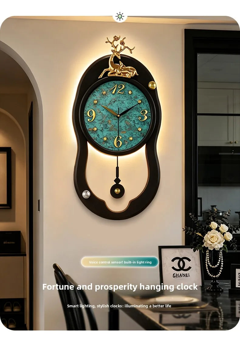 Retro French LED Wall Clock Watch Living Room Mute Pendulum Clock Elegant Taste Family Gift Art Decor Quartz Clock Home Decor
