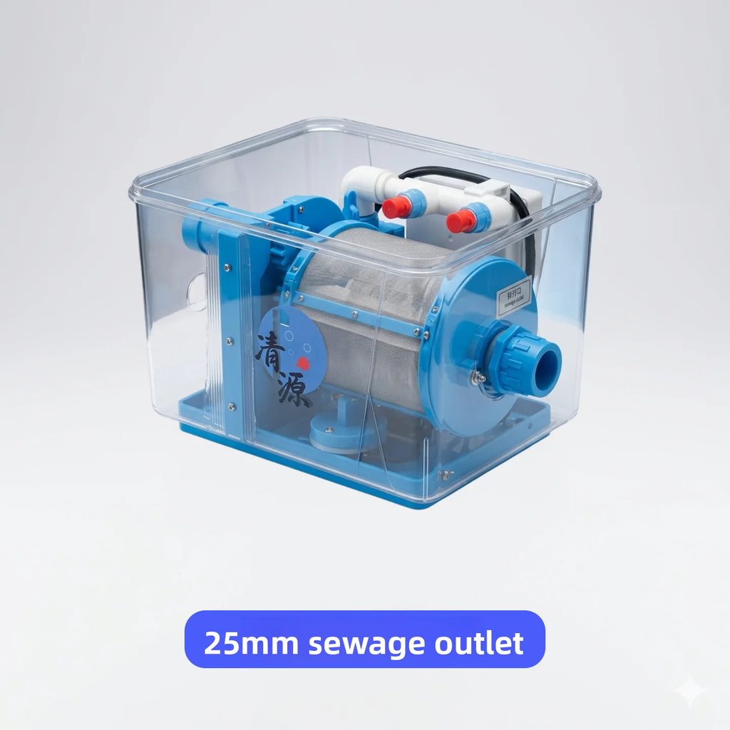 W5-fully automatic backwash filter fish pond fish tank rotary drum microfiltration machine 200 mesh filter screen gray 5000l/h