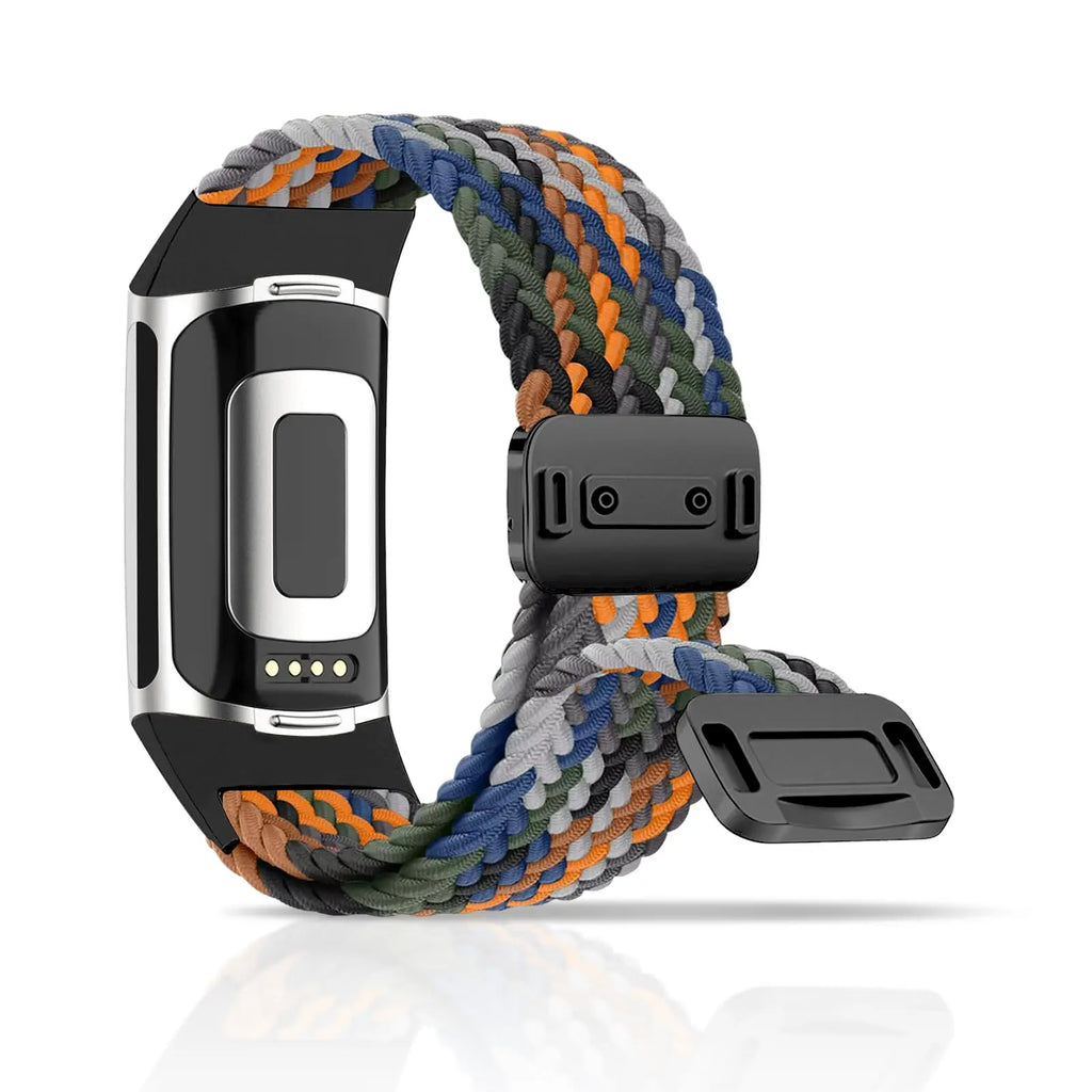 Rainbow Color Braided Band With Magnetic Quick Release Buckle Compatible For Fitbit Charge 5 Charge 6 Bands for Women