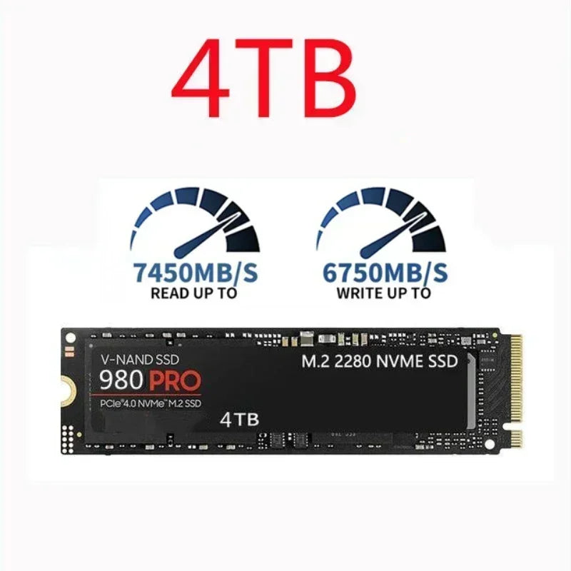 Original 980Pro 1TB 2TB 4TB NVMe M.2 SSD PCIe Gen4 X4 3D TLC NAND 7000MB/s Read Ultra‑Fast Storage For Laptop Desktop Gaming PC