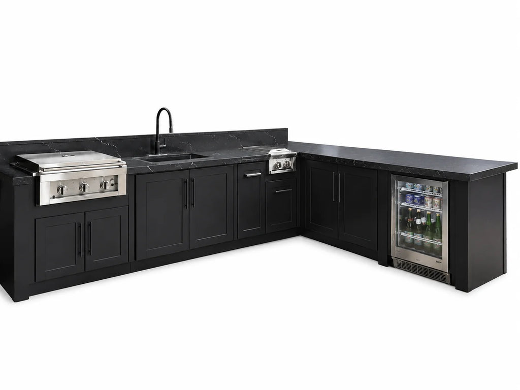 Custom 304 Stainless Steel Outdoor Kitchen Island Modular Patio Outdoor Cooking Grill Cabinet with Sink for Courtyard & Terrace