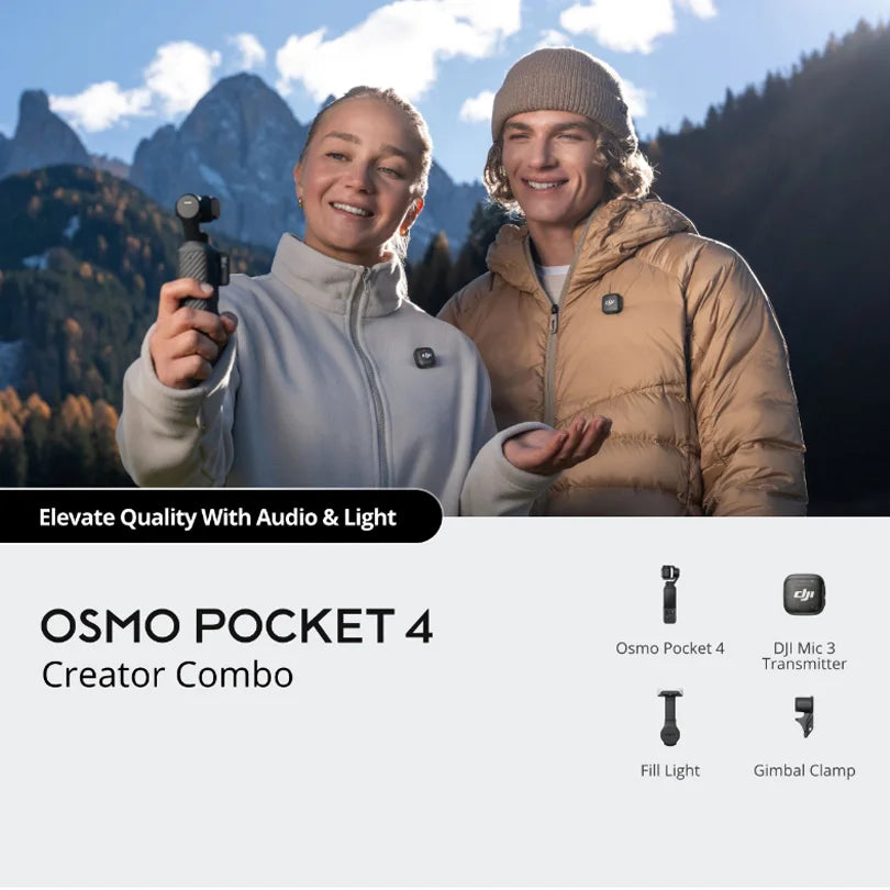 100% Original DJI Osmo Pocket 4 Camera Combo107GB Built-In Storage & 800MB/s Transfer 1" CMOS & 4K/240fps 14-Stop Dynamic Range