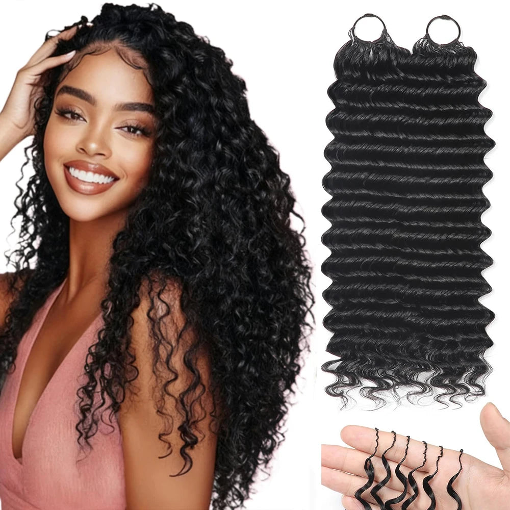 Feather Crochet Human Hair Deep Wave Pre-Separated Crochet Knotless Human Hair Boho Braids Crochet Bulk Human Hair Extensions
