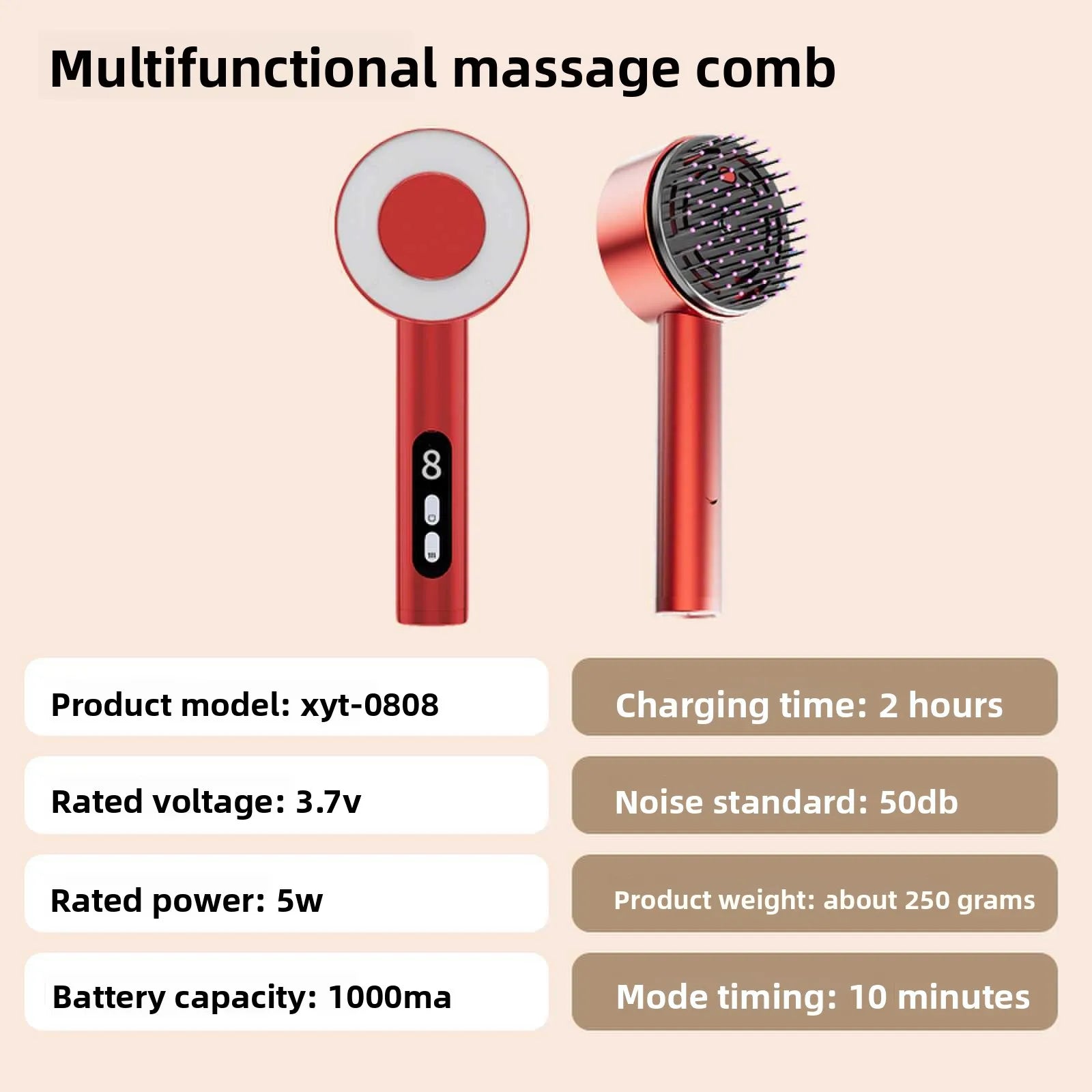 XYT-0806 Red Light Electric Massage Comb Kneading Living Hair Scalp Medicine Device Healthy Hair Guide Liquid Growth Instrument