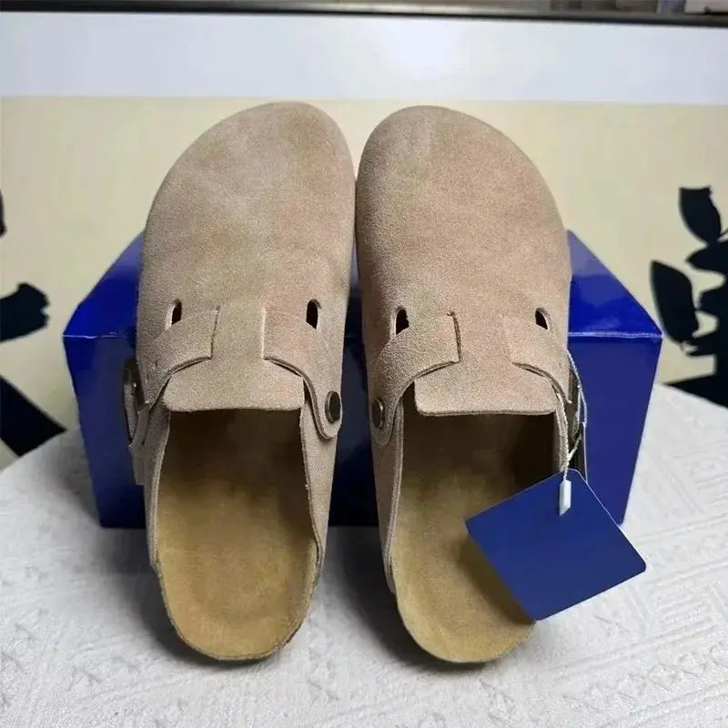 New Womens Clogs Boston Slides Mens Slippers Sandals Sliders Suede Leather Flips High Quality Spring Summer