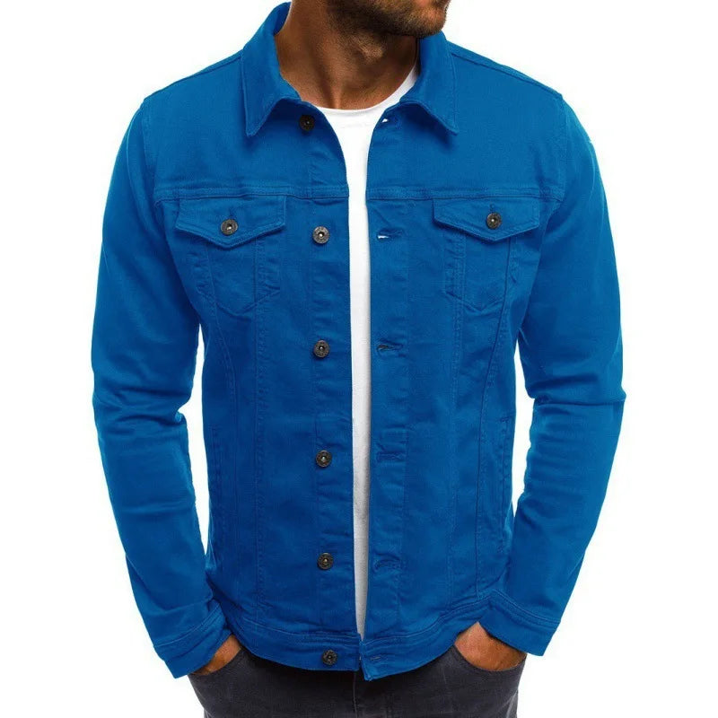 Retro Multiple pockets Men's denim Jacket 2025 Spring and Autumn Men's fashionable versatile slim fit Jacket coat